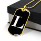 Initial L v3a - 18k Gold Finished Luxury Dog Tag Necklace