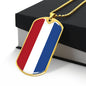 Dutch Flag - 18k Gold Finished Luxury Dog Tag Necklace