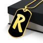 Initial R v2b - 18k Gold Finished Luxury Dog Tag Necklace