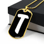 Initial T v3b - 18k Gold Finished Luxury Dog Tag Necklace