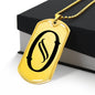 Initial O v001-31 - 18k Gold Finished Luxury Dog Tag Necklace