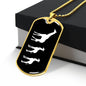 Mama Giraffe With 2 Calves v3 - 18k Gold Finished Luxury Dog Tag Necklace