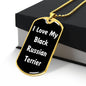 Love My Black Russian Terrier v6 - 18k Gold Finished Luxury Dog Tag Necklace