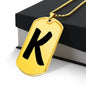 Initial K v1b - 18k Gold Finished Luxury Dog Tag Necklace