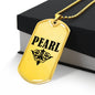 Pearl v01a - 18k Gold Finished Luxury Dog Tag Necklace
