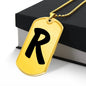 Initial R v1b - 18k Gold Finished Luxury Dog Tag Necklace