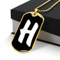 Initial H v3b - 18k Gold Finished Luxury Dog Tag Necklace