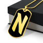 Initial N v2b - 18k Gold Finished Luxury Dog Tag Necklace