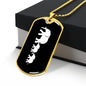Mama Elephant With 2 Calves v3 - 18k Gold Finished Luxury Dog Tag Necklace