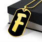 Initial F v2b - 18k Gold Finished Luxury Dog Tag Necklace
