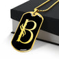 Initial B v001-32 - 18k Gold Finished Luxury Dog Tag Necklace