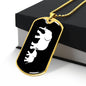 Mama Elephant With 1 Calf v3 - 18k Gold Finished Luxury Dog Tag Necklace