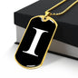 Initial I v3a - 18k Gold Finished Luxury Dog Tag Necklace