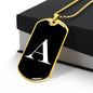 Initial A v3a - 18k Gold Finished Luxury Dog Tag Necklace