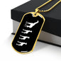 Mama Giraffe With 3 Calves v3 - 18k Gold Finished Luxury Dog Tag Necklace