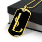 Initial L v001-32 - 18k Gold Finished Luxury Dog Tag Necklace