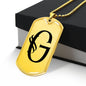 Initial G v001-31 - 18k Gold Finished Luxury Dog Tag Necklace