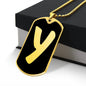 Initial Y v2b - 18k Gold Finished Luxury Dog Tag Necklace