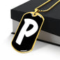 Initial P v3b - 18k Gold Finished Luxury Dog Tag Necklace