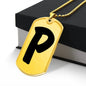 Initial P v1b - 18k Gold Finished Luxury Dog Tag Necklace