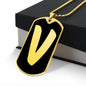 Initial V v2b - 18k Gold Finished Luxury Dog Tag Necklace