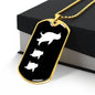 Mama Penguin With 2 Chicks v3 - 18k Gold Finished Luxury Dog Tag Necklace