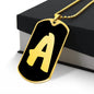 Initial A v2b - 18k Gold Finished Luxury Dog Tag Necklace