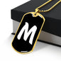 Initial M v3b - 18k Gold Finished Luxury Dog Tag Necklace