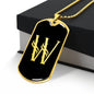 Initial W v001-32 - 18k Gold Finished Luxury Dog Tag Necklace