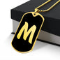 Initial M v2b - 18k Gold Finished Luxury Dog Tag Necklace