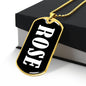 Rose v01w - 18k Gold Finished Luxury Dog Tag Necklace