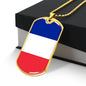 French Flag - 18k Gold Finished Luxury Dog Tag Necklace