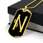 Initial N v001-32 - 18k Gold Finished Luxury Dog Tag Necklace