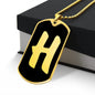 Initial H v2b - 18k Gold Finished Luxury Dog Tag Necklace