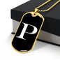 Initial P v3a - 18k Gold Finished Luxury Dog Tag Necklace