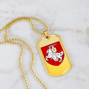 Pahonia (Belarus) - 18k Gold Finished Luxury Dog Tag Necklace