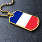 French Flag - 18k Gold Finished Luxury Dog Tag Necklace