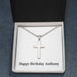 Happy Birthday Anthony - Stainless Steel Ball Chain Cross Necklace