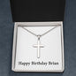 Happy Birthday Brian - Stainless Steel Ball Chain Cross Necklace