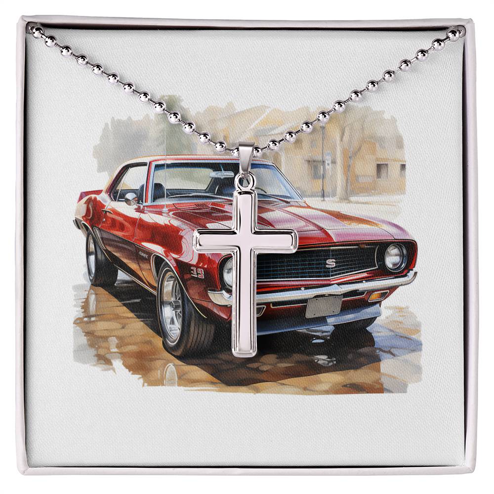 Muscle Car 04 - Stainless Steel Ball Chain Cross Necklace