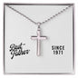 Best Father Since 1971 - Stainless Steel Ball Chain Cross Necklace