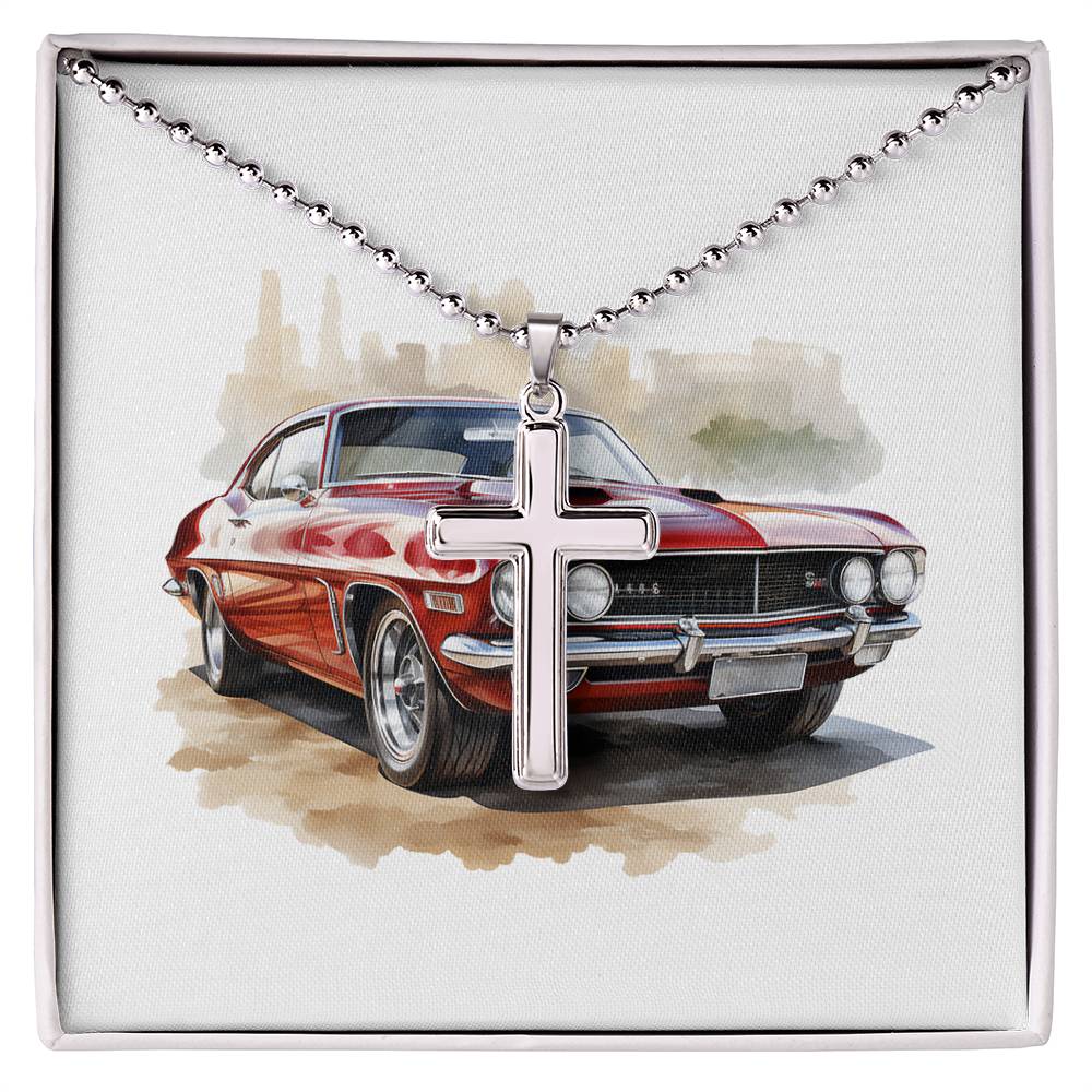 Muscle Car 06 - Stainless Steel Ball Chain Cross Necklace