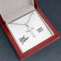Best Father Since 2023 - Stainless Steel Ball Chain Cross Necklace With Mahogany Style Luxury Box