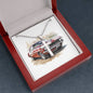 Muscle Car 06 - Stainless Steel Ball Chain Cross Necklace With Mahogany Style Luxury Box