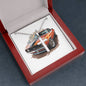 Muscle Car 08 - Stainless Steel Ball Chain Cross Necklace With Mahogany Style Luxury Box