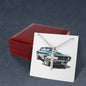 Muscle Car 09 - Stainless Steel Ball Chain Cross Necklace With Mahogany Style Luxury Box