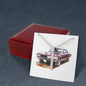 Muscle Car 10 - Stainless Steel Ball Chain Cross Necklace With Mahogany Style Luxury Box