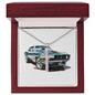 Muscle Car 09 - Stainless Steel Ball Chain Cross Necklace With Mahogany Style Luxury Box