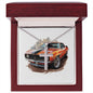 Muscle Car 08 - Stainless Steel Ball Chain Cross Necklace With Mahogany Style Luxury Box