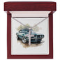 Muscle Car 13 - Stainless Steel Ball Chain Cross Necklace With Mahogany Style Luxury Box